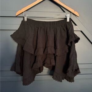 Cider Black Asymmetrical Layered Skirt
